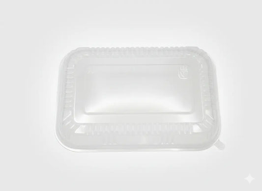 Clear plastic food container on a white background