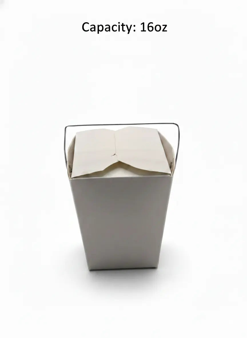 White paper cup with a lid on a white background, labeled 'Capacity: 16oz'.
