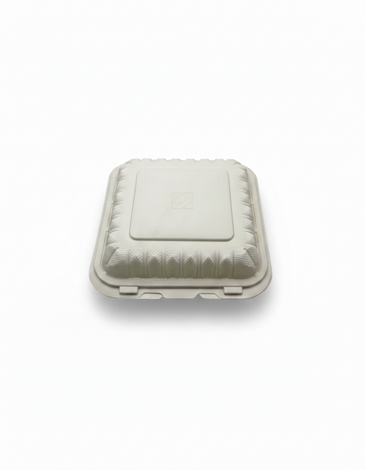 White foam food container on a white background