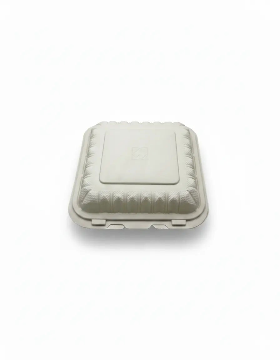 White foam food container on a white background