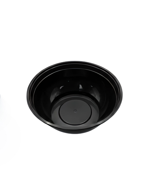 Black plastic bowl on a white background