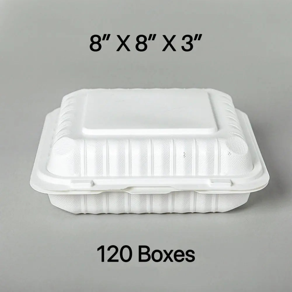 Bulk 120 Cases Square White Plastic 3 Compartment - food container disposable