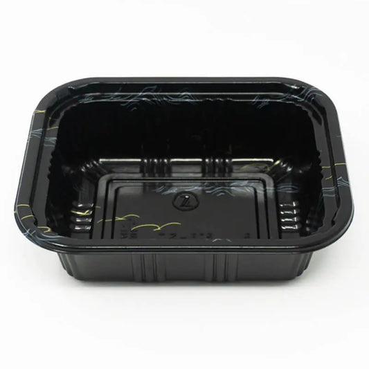 TZ 805 Rectangular Black Plastic Lunch Box Set 5 1/2" X 4 5/8" X 1 5/8" - 600/Case TZ