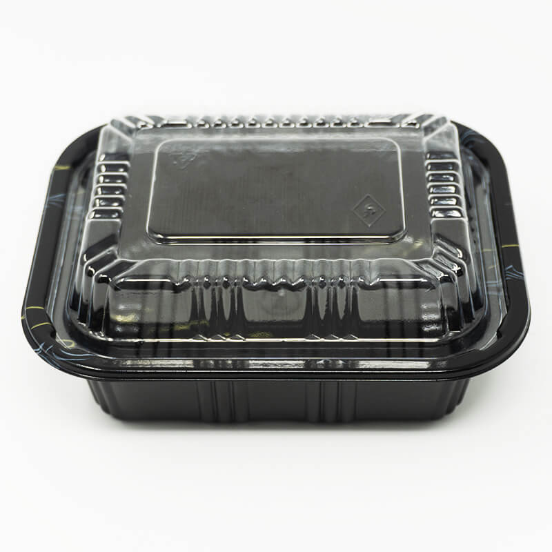 805 Rectangular Black Plastic Lunch Box Set 5 1/2" X 4 5/8" X 1 5/8" - 600/Case