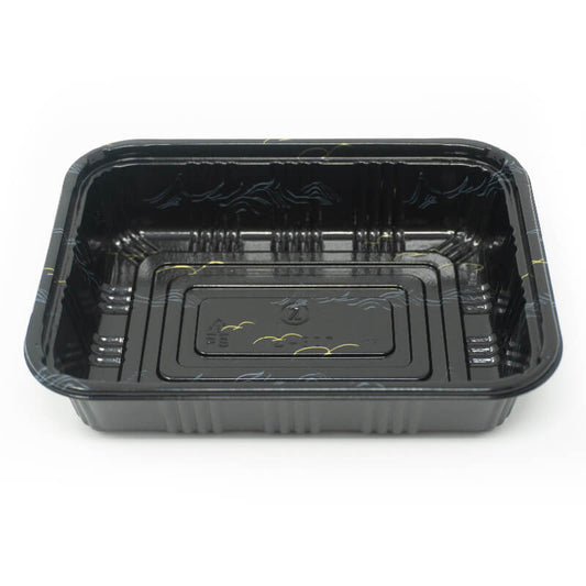 807 Rectangular Black Plastic Lunch Box Set 6 1/2" X 4" X 1 3/8" - 550/Case