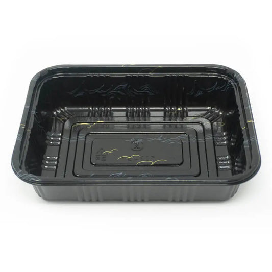 TZ 807 Rectangular Black Plastic Lunch Box Set 6 1/2" X 4" X 1 3/8" - 550/Case TZ