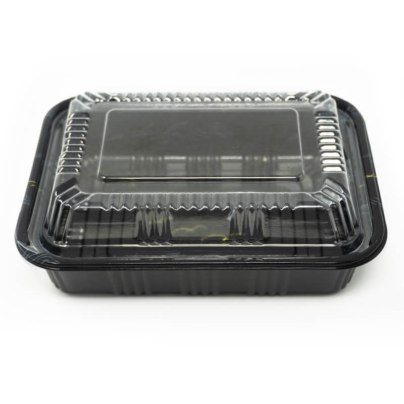 807 Rectangular Black Plastic Lunch Box Set 6 1/2" X 4" X 1 3/8" - 550/Case
