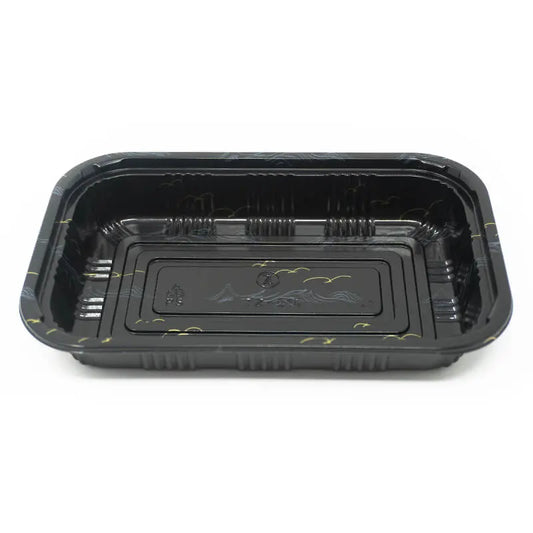 TZ 815 Rectangular Black Plastic Lunch Box Set 8" X 5 1/8" X 1 3/8" - 450/Case TZ