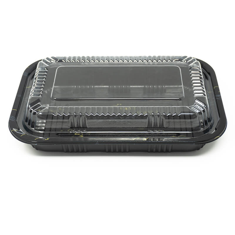 815 Rectangular Black Plastic Lunch Box Set 8" X 5 1/8" X 1 3/8" - 450/Case