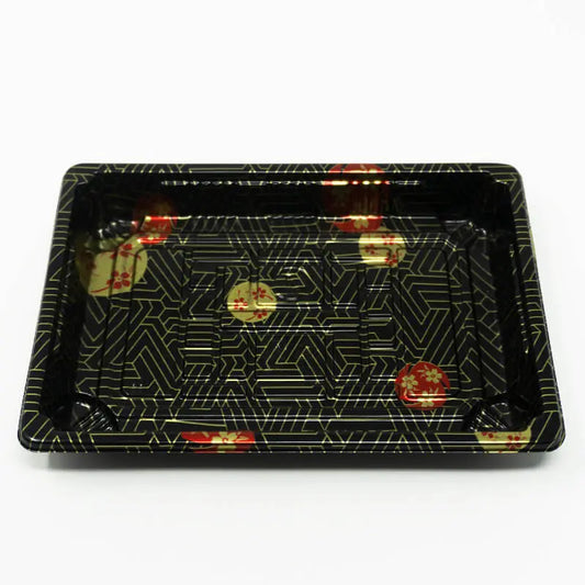 TZ Black 6 1/2" X 4 1/2" X 3/4" Plastic Rectangular Sushi Tray Container with Lid - 1500/Case TZ