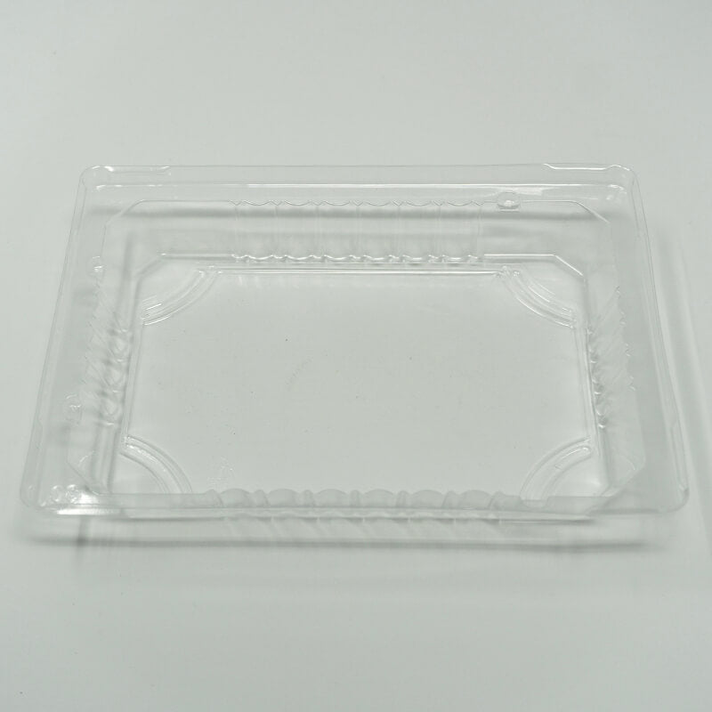 TZ Black 6 1/2" X 4 1/2" X 3/4" Plastic Rectangular Sushi Tray Container with Lid - 1500/Case