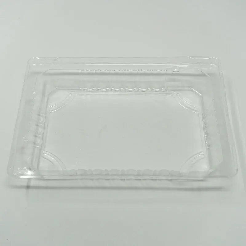 TZ Black 6 1/2" X 4 1/2" X 3/4" Plastic Rectangular Sushi Tray Container with Lid - 1500/Case TZ