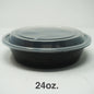 24 oz. Round Black Plastic Deli Container Set - 150/Case