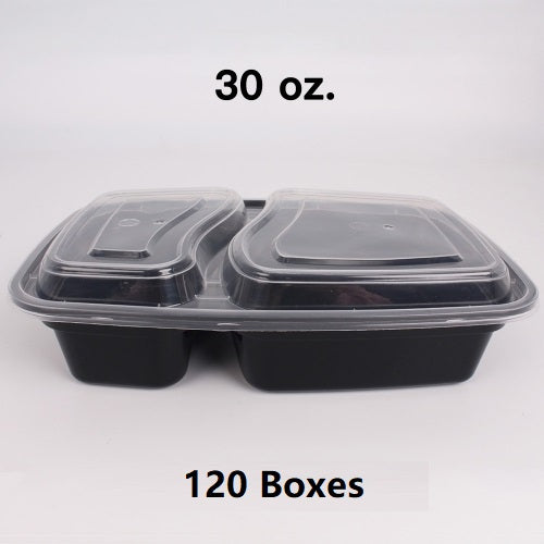 [散装 120 箱] SR 30 盎司长方形黑色塑料 2 件套容器套装 (8288) - 150/箱