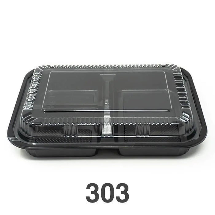 303 Rectangular Black Plastic Bento Box Set 9 1 8  - bento box food container
