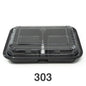 Rectangular black plastic Bento box with a clear lid, labeled with the number 303.