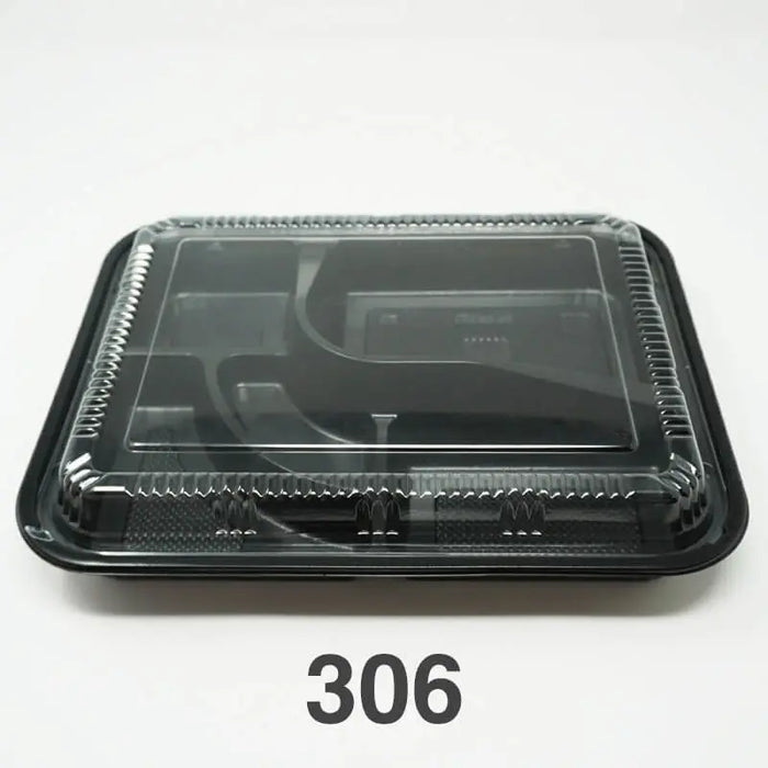 306 Rectangular Black Plastic Bento Box Set 10 1 2 - bento box food container