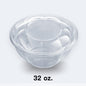 "32 oz clear plastic rose bowl with dome lid for salad and poke bowl takeout, case of 200."
