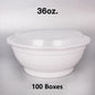 [散装100箱] 36盎司圆形白色塑料容器套装 - 150套/箱