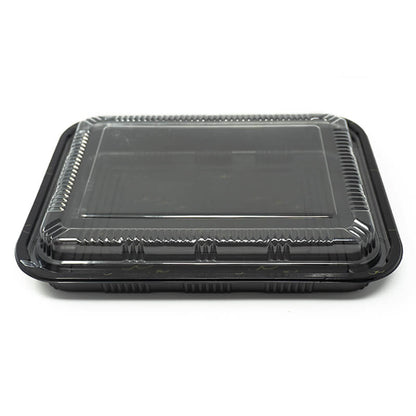 830 Rectangular Black Plastic Lunch Box Set 10 1/2" X 7 7/8" X 1 3/8" - 200/Case