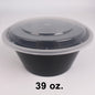 HT 39 oz. Round Black Plastic Bowl Set (7039) - 150/Case