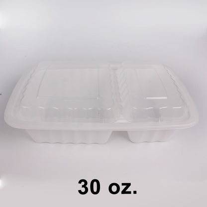 30 oz. Rectangular White Plastic 2 Comp. Container Set (8288) - 150/Case