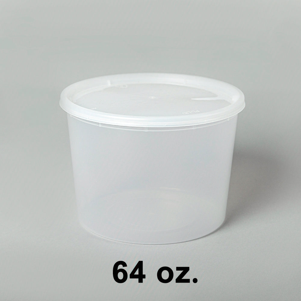 HT 64 盎司圆形透明塑料汤容器套装 - 120/箱