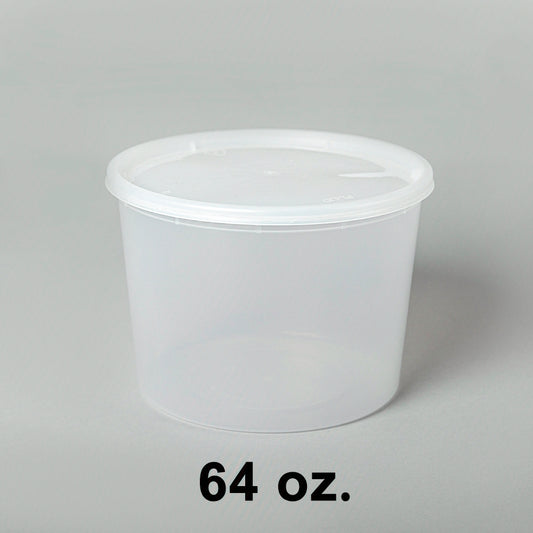 HT 64 盎司圆形透明塑料汤容器套装 - 120/箱