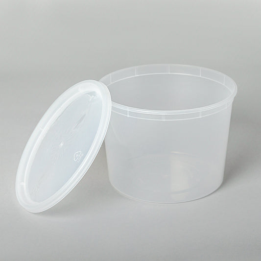 HT 64 盎司圆形透明塑料汤容器套装 - 120/箱