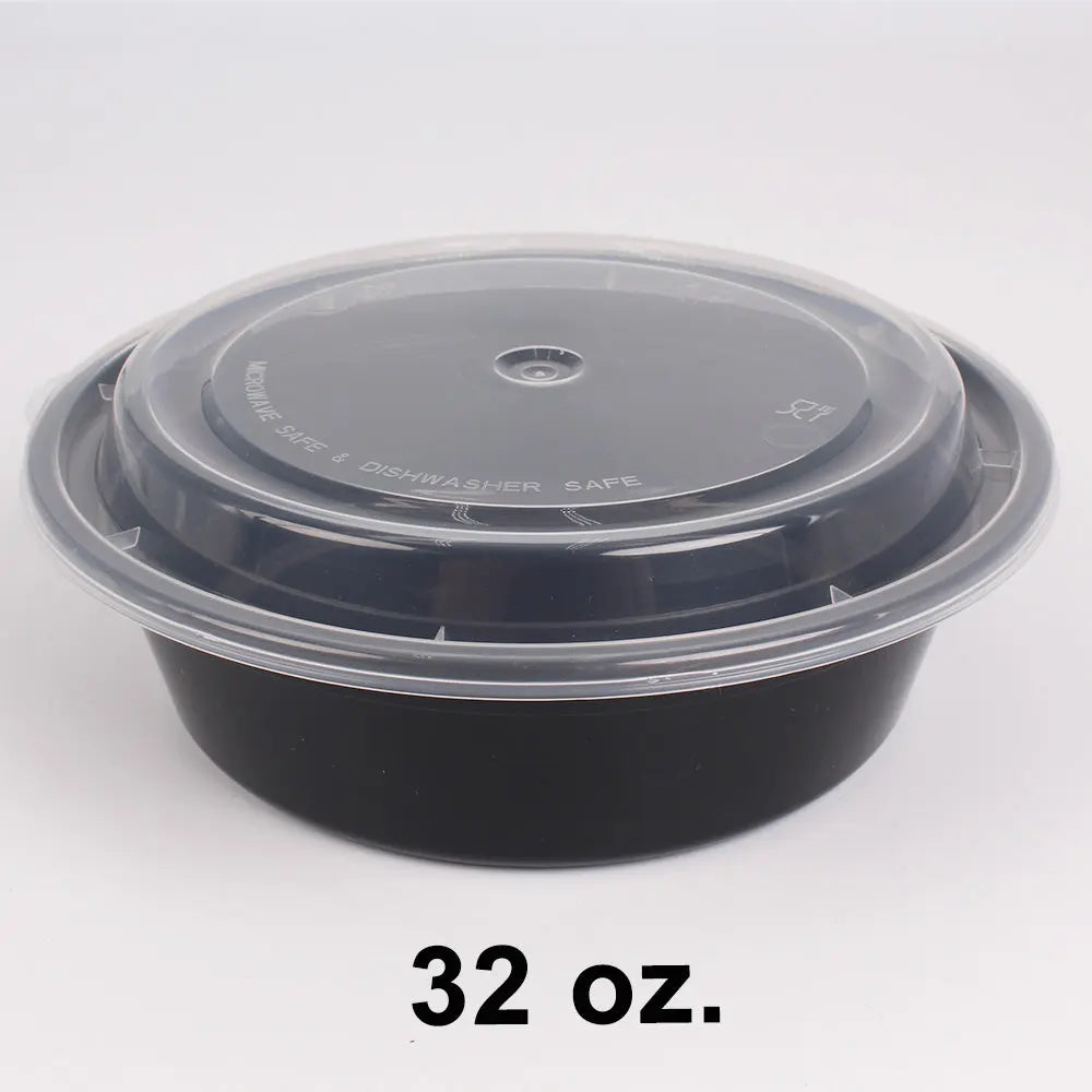 SUPERWIN 729 32 oz. black round plastic container set product view