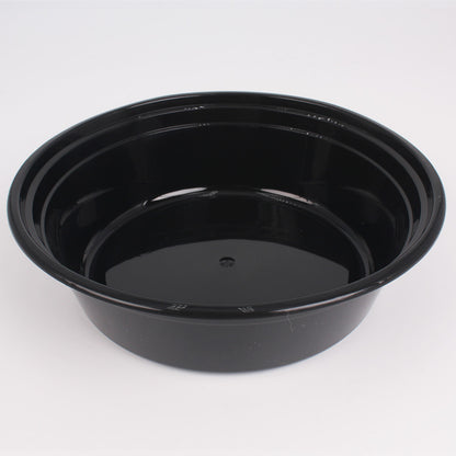 圆形黑色塑料容器套装 32 盎司 (729) - 150/箱
