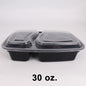 30 oz. Rectangular Black Plastic 2 Comp. Container Set (8288) - 150/Case