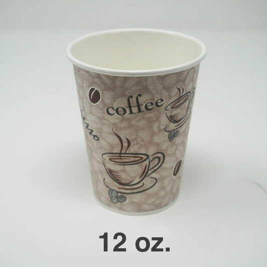 印刷白纸咖啡杯 12 盎司 - 1000/箱