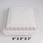 Kari-Out 993W Square White Plastic 3-Compartment Hinged Food Container 9" X 9" - 150/Case