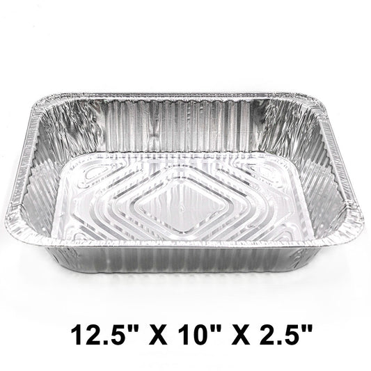 WS 半尺寸重型 12.5 英寸 X 10 英寸 X 2.5 英寸 长方形铝箔蒸煮盘（深）（非组合） - 100/箱