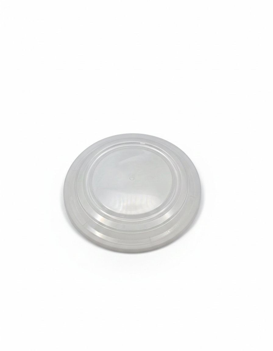 Clear plastic lid on a white background