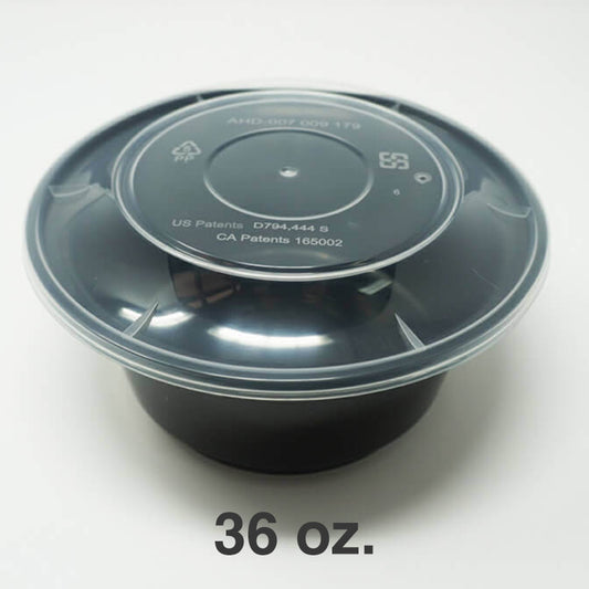 AHD 36盎司圆形黑色塑料碗底 8340（非组合） - 200/箱