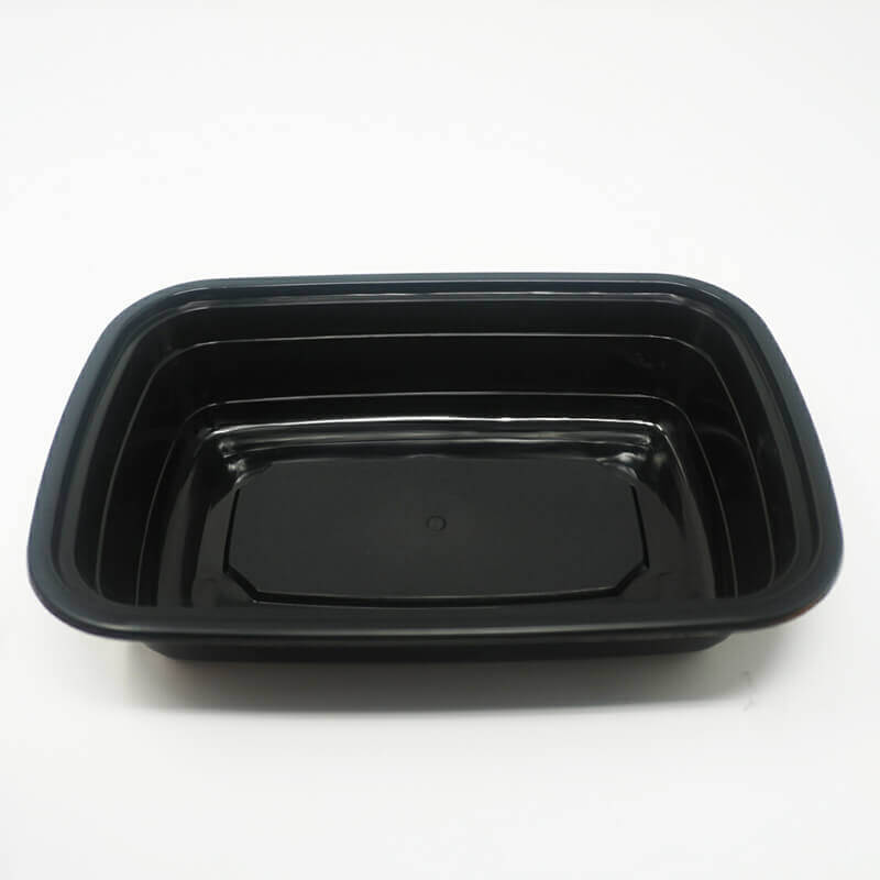 FH 24盎司 长方形黑色塑料熟食盒套装 - 150个/箱