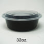 FH 32oz. Round Black Plastic Deli Container Set - 150/Case