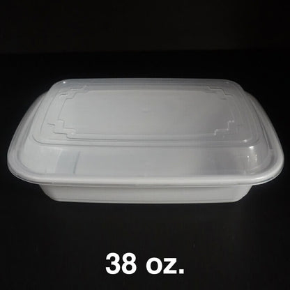 FH 38oz. Rectangular White Plastic Deli Container Set - 150/Case