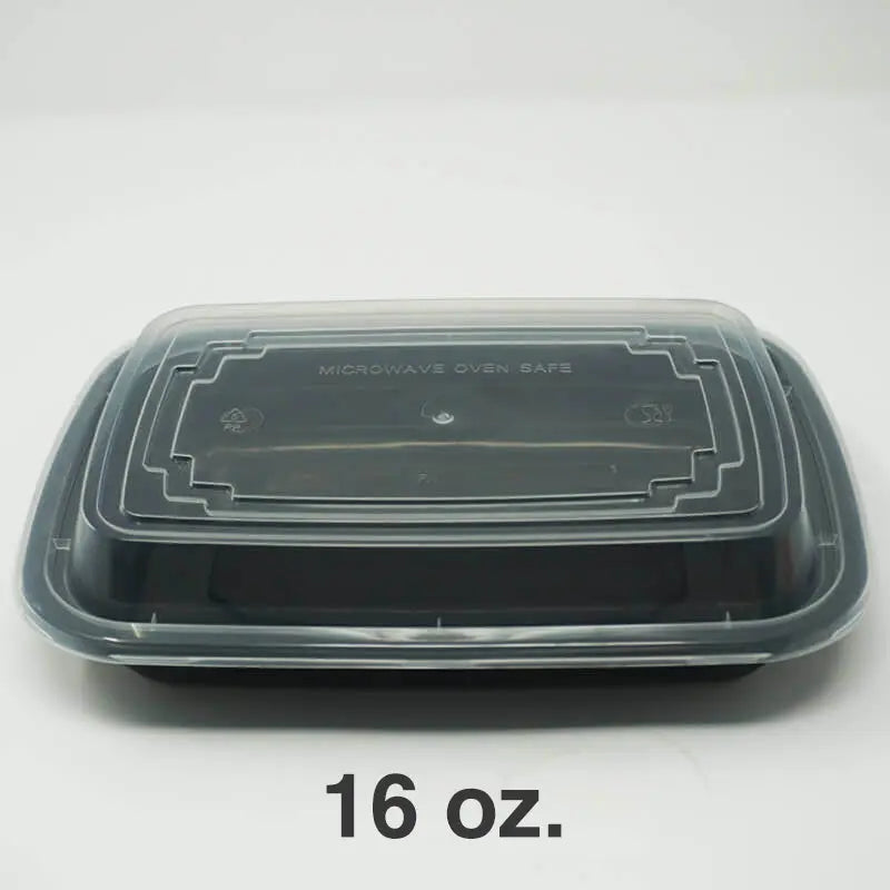 16 oz. black rectangular plastic container