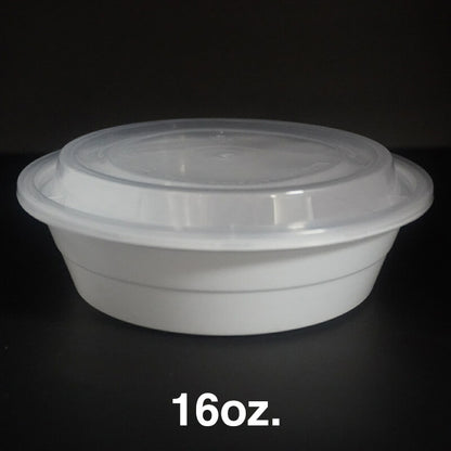 FH 18oz. Round White Plastic Deli Container Set - 150/Case