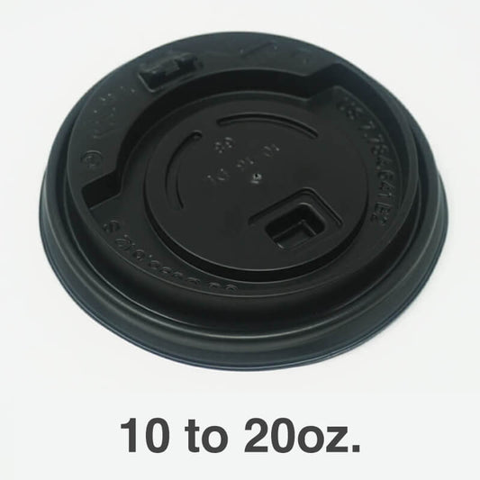 10至20盎司黑色塑料咖啡杯圆顶盖 - 1000个/箱