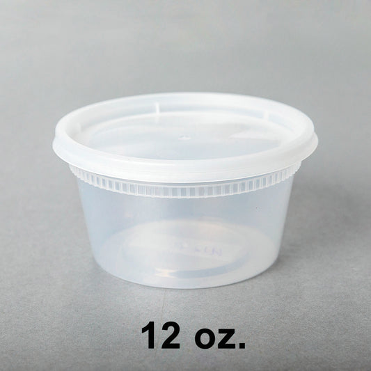 12盎司圆形透明塑料汤容器套装 - 240个/箱
