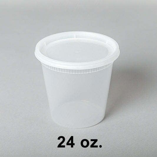 24盎司圆形透明塑料汤容器套装 - 240个/箱