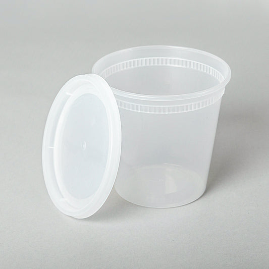 24盎司圆形透明塑料汤容器套装 - 240个/箱