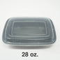 SD 28oz. Rectangular Black Plastic Food Container Set - 150/Case