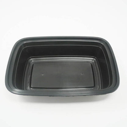 SD 28oz. Rectangular Black Plastic Food Container Set - 150/Case