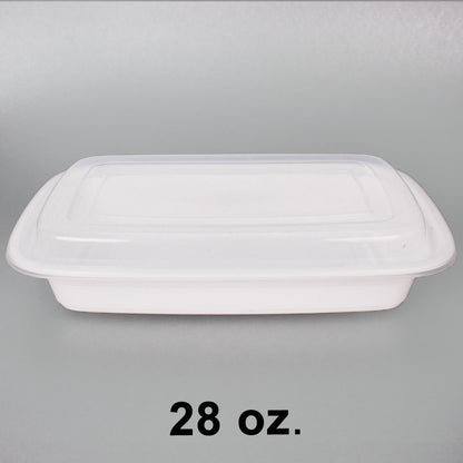 SD 28 oz. Rectangular White Plastic Food Container Set - 150/Case