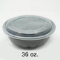 SD 36 oz. Round Black Plastic Food Container Set (036) - 150/Case